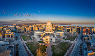Madison Wisconsin Isthmus and Capitol at sunrise