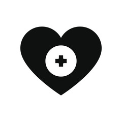 Obraz premium charity and donation concept, heart with medical cross icon, silhouette style