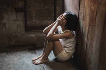 Stop violence and abused children. traumatized children concept.