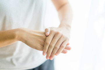 Coronavirus prevention medical hand sanitizer gel for hand hygiene corona virus covid-19 protection.Hand sanitizer alcohol gel rub clean hands hygiene protect from virus covid19 outbreak.Step by step.