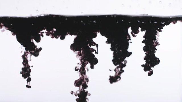 Black paint as yal gets into the water in slow motion