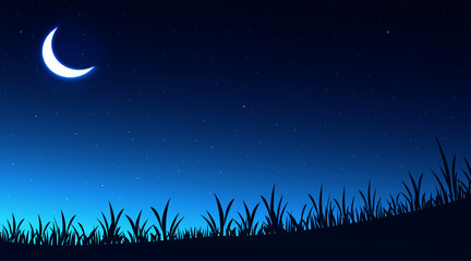 Night sky background. Moon and star, cloud on night sky.