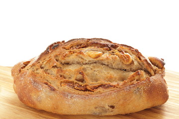 Homemade fig French bread on board