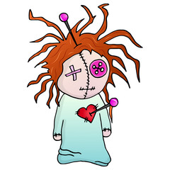 Colorful voodoo doll vector illustration.
