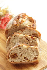 Homemade fig French bread on board