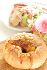 Pumpkin and cheese bread for vegetable bun breakfast