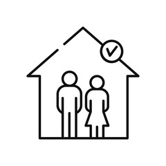 pictogram couple safe inside the house icon, line style