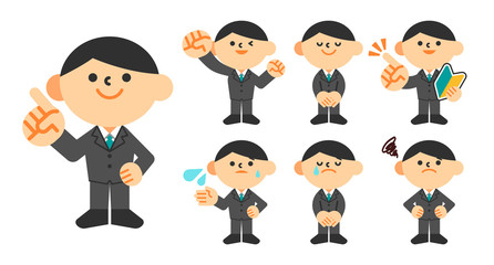 ビジネス　スーツ　全身　フラット　男性　セット