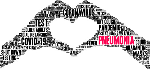 Pneumonia word cloud on a white background. 