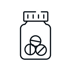 medication pills bottle icon, line style