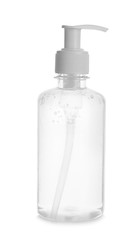 Bottle of disinfectant on white background