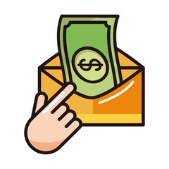 send money click shopping or payment mobile banking line and fill icon
