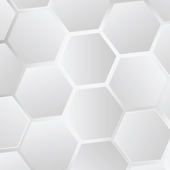 Abstract geometric or isometric tile honeycomb texture white and gray polygon or low poly vector technology concept background. EPS10 illustration style.