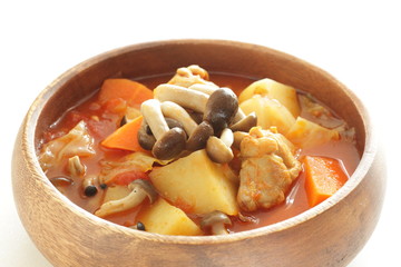 Thai cuisine, chicken and vegetable red curry