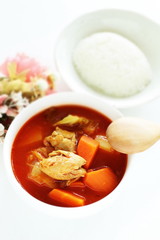 Thai cuisine, chicken and vegetable red curry