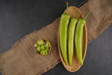 Sweet Green pepper-Village chili stock photo