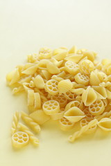 Italian food ingredient, assorted pasta on white background