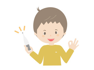 A man posing OK with a thermometer