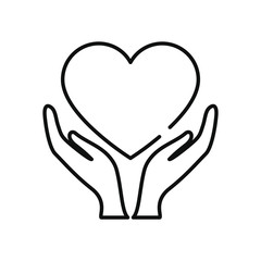 charity and donation concept, solidarity hands with heart icon, line style