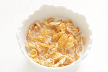 Cereal and milk for healthy breakfast