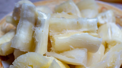 closeup of boiled cassava