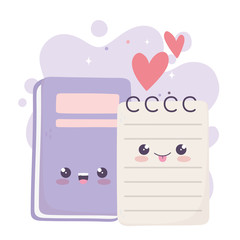cute book and notepad love kawaii cartoon character