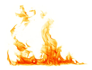 Fire flames on a white background.