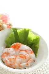Japanese food, fake crab Kamaboko in bowl with lettuce for healthy food ingredient