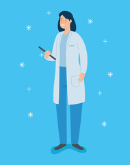 doctor female with apron and document vector illustration design