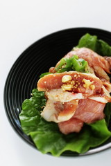 Korean food, garlic and soy sauce marinated pork neck