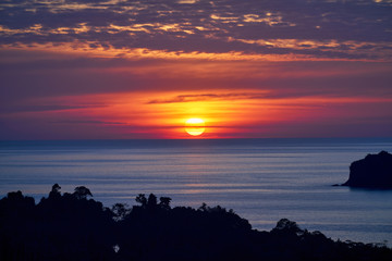 twilight skyline in sunset time on koh chang island viewpoints