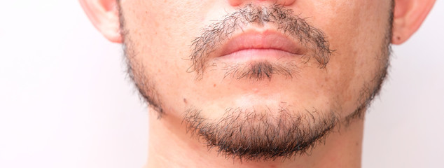 close up mustache on white background
