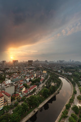 Fototapeta na wymiar aerial view of the hanoi city