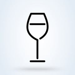 Wine glass outline Symbol. Vector illustration on isolated background.