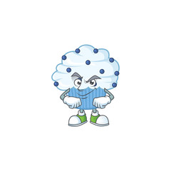 Vanilla blue cupcake mascot design style with grinning face