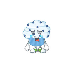 A weeping vanilla blue cupcake cartoon character concept