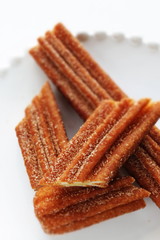 Sweet food Churro on dish for fast food dessert
