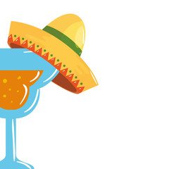 Mexican cocktail with hat design, Mexico culture tourism landmark latin and party theme Vector illustration