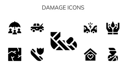 Modern Simple Set of damage Vector filled Icons