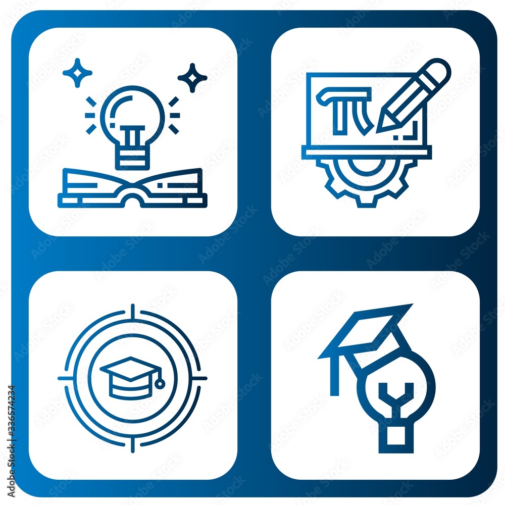 Poster lesson simple icons set