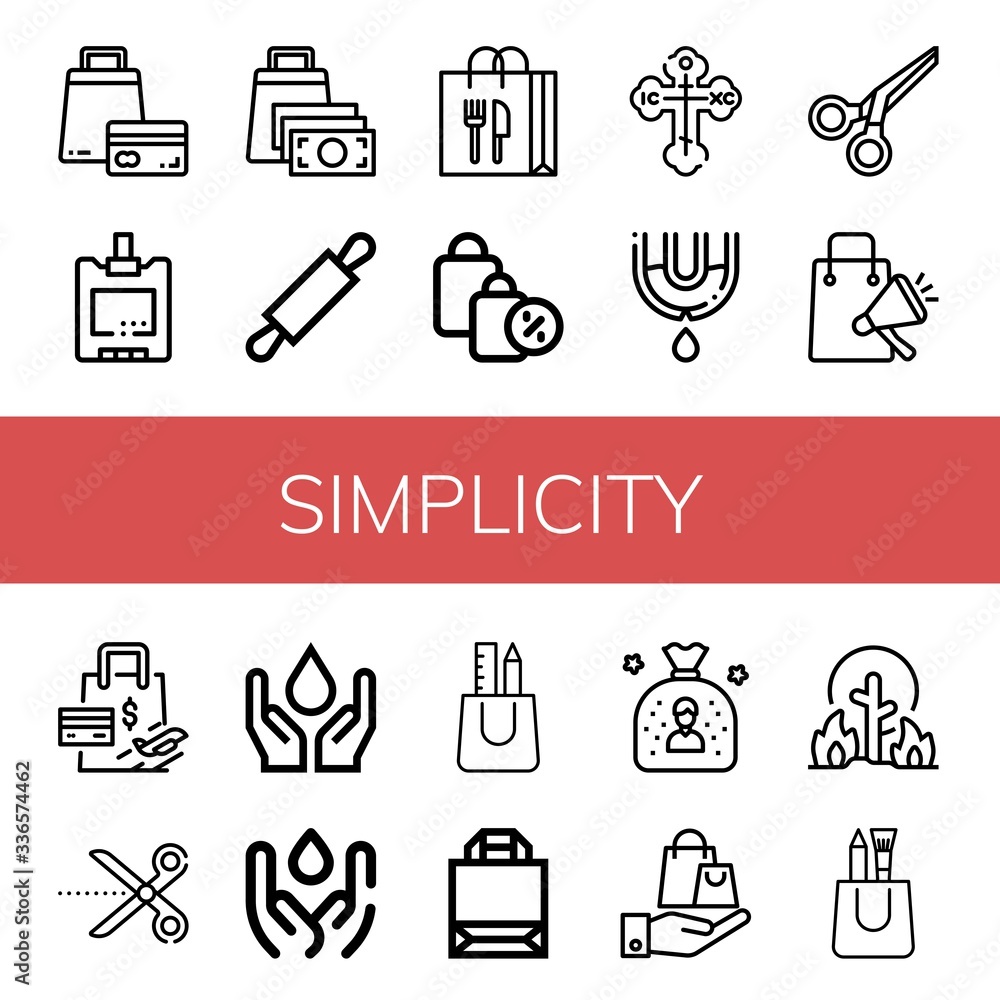Poster simplicity simple icons set
