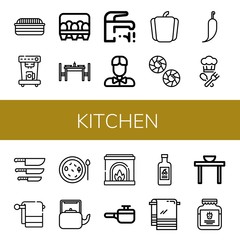 kitchen simple icons set