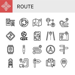 route simple icons set