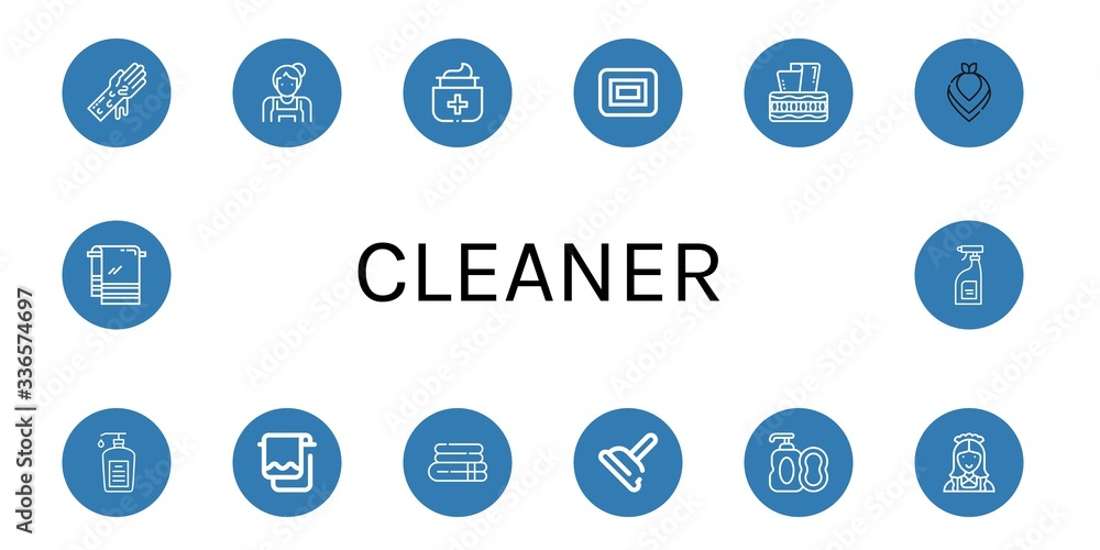 Poster cleaner simple icons set