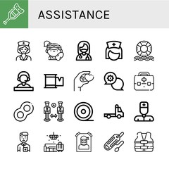 assistance simple icons set