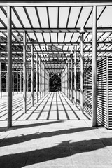 black and white walk way