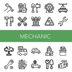 mechanic simple icons set