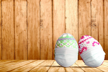 Easter eggs with a flu mask