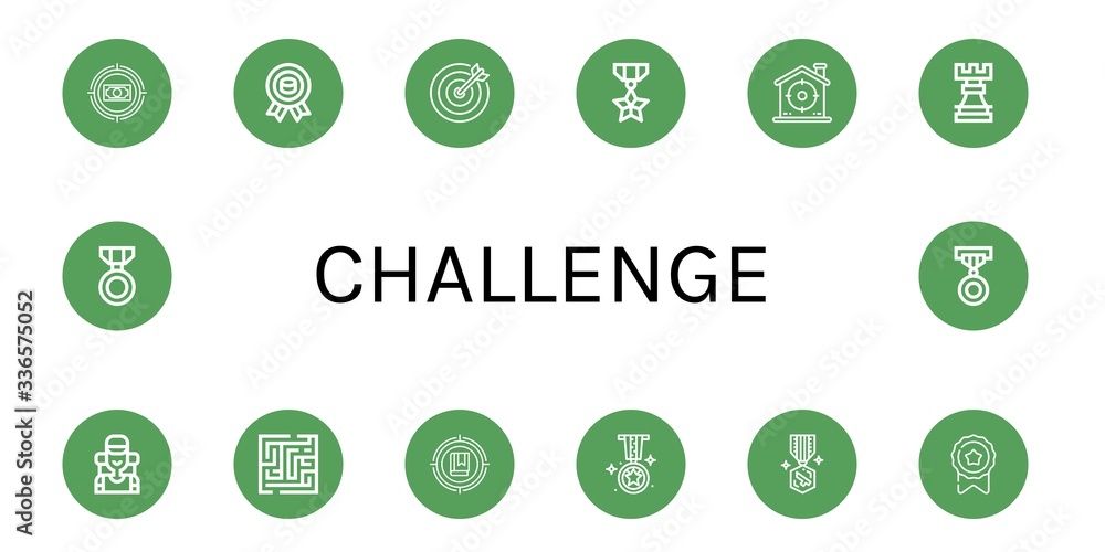 Poster challenge icon set