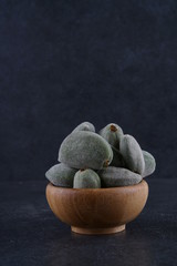 Raw fresh green almonds stock photo